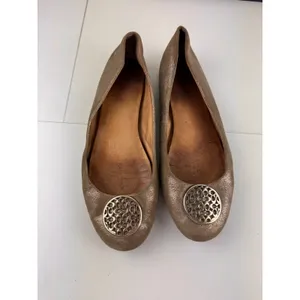COACH Metallic Bronze‎ Leather Ballet Flats With Circle Logo Accent Women Size 8 thumbnail 2