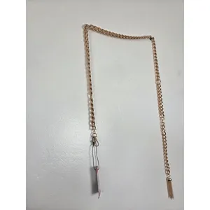 NEW Vince Camuto Gold Metal Chain Hook Belt Purse Strap Tassle Boho Indie M/L thumbnail 2