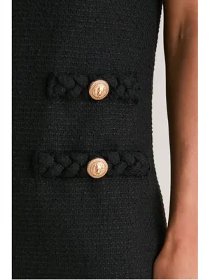 Tuckernuck Black Tweed Braided Jackie Mini Dress S Business Career Prep Academia thumbnail 6