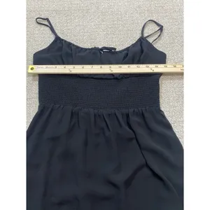 Aritzia Wilfred Black Smocked Mini Dress with Ruffle Hem Size M thumbnail 10