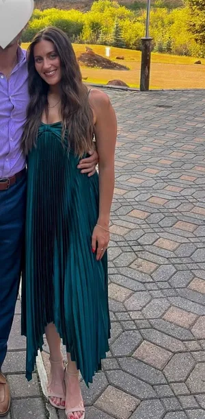 Petal & Pup Vikki Pleated Teal Satin Maxi Dress thumbnail 1