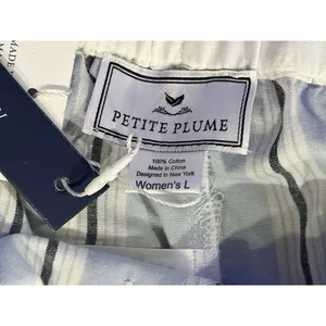 PETITE PLUME Women's Twill Sleep Shorts in Blue “Coastal Stripe” - Large - NWT thumbnail 13