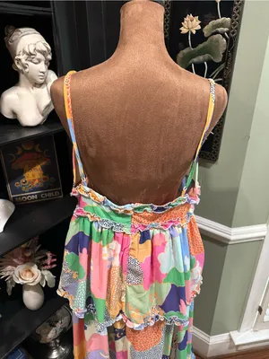 SHEIN Colorful Tiered Maxi Dress – Abstract Print – Adjustable Straps – Size Lar thumbnail 8