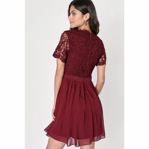 Lulus Angel in Disguise Burgundy Lace Skater Dress Small thumbnail 2