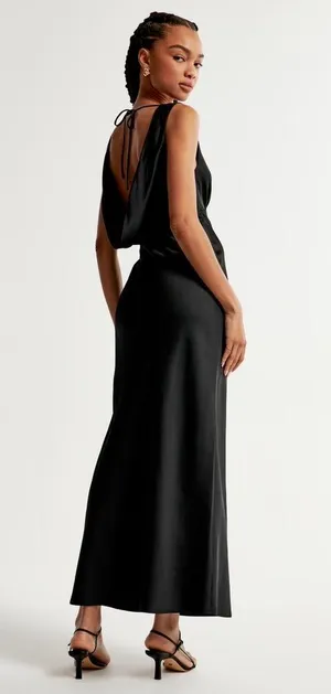 Abercrombie Plunge Cowl Back Dress Maxi Petite thumbnail 1