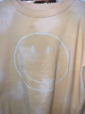 American Eagle Outfitters Pale Yellow Tie dye Smiley Crewneck Sweatshirt thumbnail 2