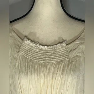 Free People Ivory Voile & Lace Tunic Mini Dress Cream Boho Smocked Medium thumbnail 2
