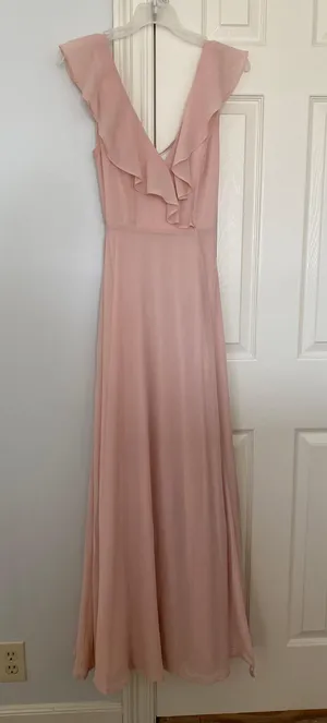 Lulus feel the rush blush ruffled lace up backless maxi dress thumbnail 1