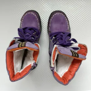 TMA Eyes Leather Lined Ankle Boots Womens EU 38 US 7.5 Purple Zip & Lace Up Snow thumbnail 6