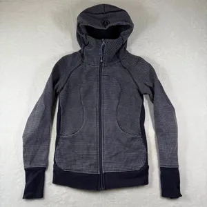 Lululemon Scuba Hoodie Full Zip Jacket Black White Micro Dot Print Size 4 thumbnail 1