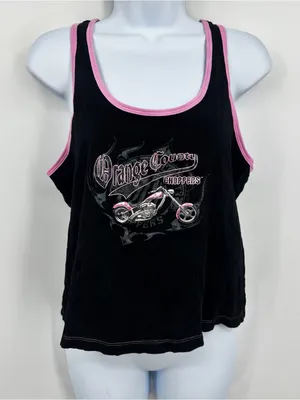 American Vintage Vintage Y2K Black And Pink Orange County Choppers Tank Top Streetwear thumbnail 6