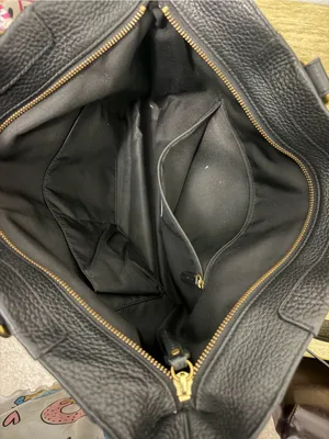 Fossil Black Leather Large Tote Bag with Decorative Scarf thumbnail 5