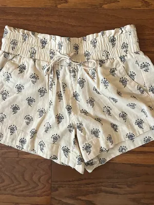 A New Day Linen Blend Paperbag Waist All Over Print Shorts Size XS Boho thumbnail 10