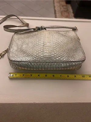 Michael Kors Metallic Silver Crossbody Bag with Chain Strap thumbnail 3