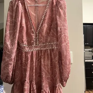 Aje Pink Plunge Neck Tiered Midi Dress thumbnail 2