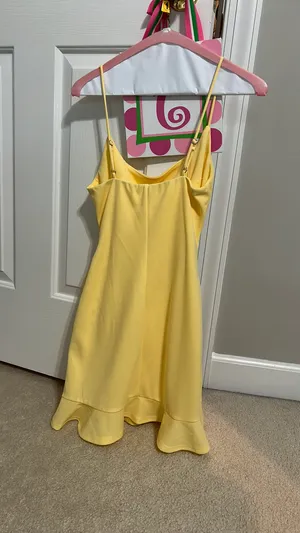 Lucy in the Sky Capri Ruffle Tie Dress in Light Yellow thumbnail 6