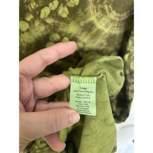Allen Allen Green Tie Dye Abstract Cotton T-Shirt L Made in USA Hippie Granola thumbnail 4