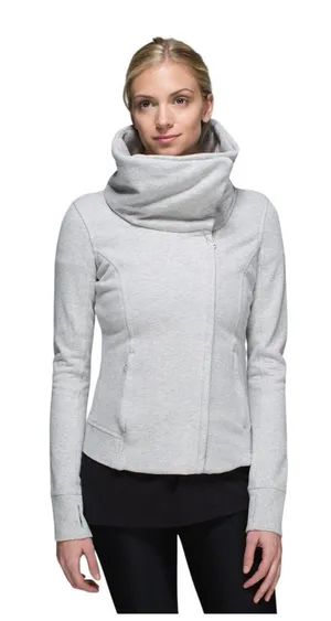 Lululemon Karmacollected Jacket Heathered Light Gray Size 10 Athleisure Workout thumbnail 1