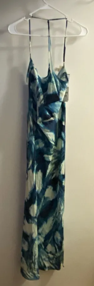 Open Edit XS 34” Womens Tank Maxi Slip Dress Blue White Abstract Floral New NWT thumbnail 1