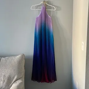 L’Atiste by Amy Pleated Rainbow Halter Maxi Dress thumbnail 3