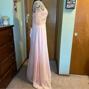 Light pink chiffon short sleeveMother of the Bride dress sequins appliqué size 6 thumbnail 2