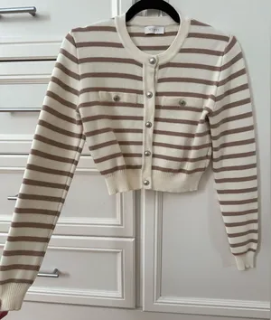 Meshki Striped Knit Cardigan thumbnail 1