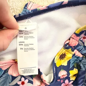 New CUPSHE Ruched Cinch Side Bottom Twist Front Blue Floral Beach Boho Bikini Sm thumbnail 7