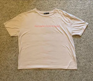 Zara Beige Cream Tan Pink Portland 97230 Oregon Slogan Logo Graphic Tee Shirt Top thumbnail 4