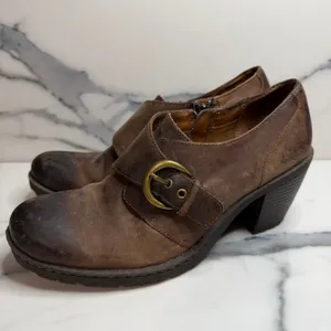 BOC Women's Brown Leather Catori Booties Sz 10 Comfort Side Zip Buckle Witchcore thumbnail 4