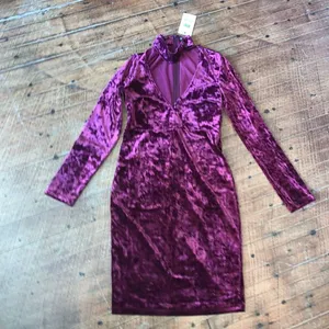 Bardot purple velvet chocker neck XS night out mini dress thumbnail 2