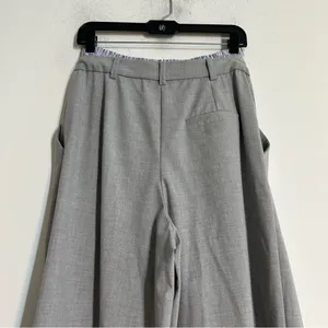 Anthropologie Maeve Boxer Detail Pleated Trouser Wide Leg Pants Grey Small thumbnail 6