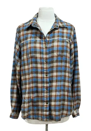 Woolrich Bluebell Plaid Flannel Button Down Shirt Size Medium thumbnail 1