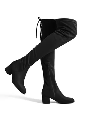 Dream Paris Black Laurence Chunky Sole Thigh High Faux Suede Boots 7.5 thumbnail 5