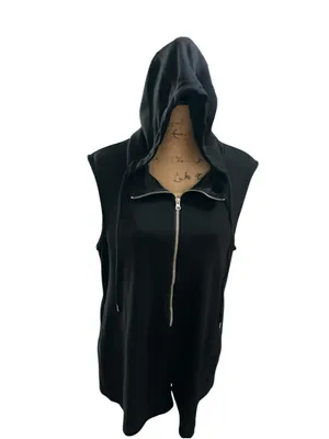 Halara Hooded Sleeveless Zipper Casual Jumpsuit with Pockets Size XL Black thumbnail 2