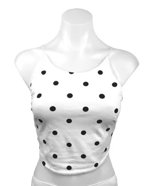 ZARA Women's White Polka Dot Pullover Sleeveless Spaghetti Strap Cami Top Size S thumbnail 1