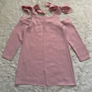 Amanda Uprichard Dress Cold Shoulder Bow Tie Long Sleeve Mini Pale Pink P thumbnail 5