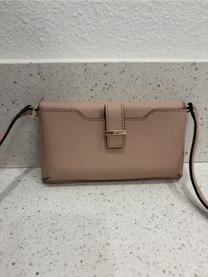 Kate Spade New York Women’s Crossbody Pink Beige Purse Gold Accents Leather EUC thumbnail 6