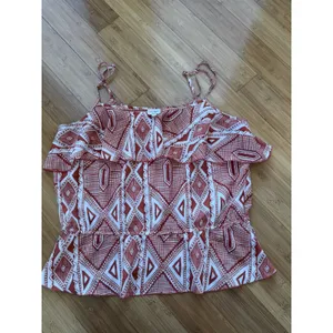 Corsage Tank Top Women's Large Round Neck Ruffle Sleeveless Printed Blouse thumbnail 3