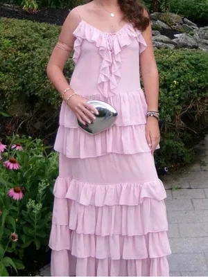 Torn by Ronny kobo pink tiered ruffle dress new nwt thumbnail 3