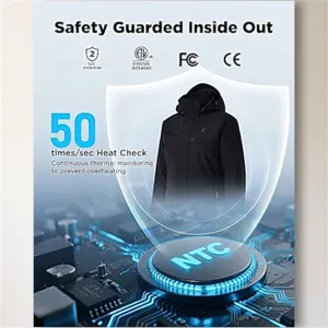 Inokraft L Black Heated Jacket Rechargeable‎ Battery Waterproof Hiking Windproof thumbnail 15