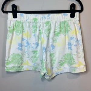 KIKIT 2-Piece Short Lounge Set Pastel Tie Dye Short Sleeve Button Up Shirt Large thumbnail 12