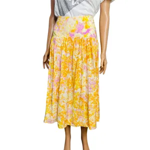 Anthropologie Maeve Printed Flounce Midi Skirt size M thumbnail 3