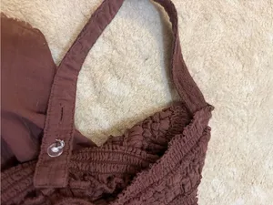 Lucky Brand XL Brown Smocked Babydoll Tank Top Adjustable Straps Boho thumbnail 7