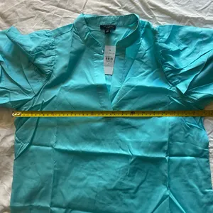 Ann Taylor Split Neck Puff Sleeve Top Size SP thumbnail 6