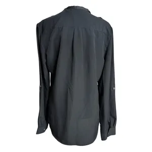 Calvin Klein Black Crepe Button Down Blouse Medium Relaxed Fit Office Minimalist thumbnail 4