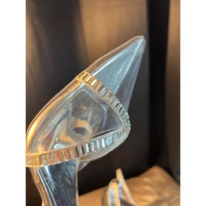 JLO Jennifer Lopez Parlan Silver Rhinestone Clear PVC Pointed Toe Pumps 9.5M thumbnail 7