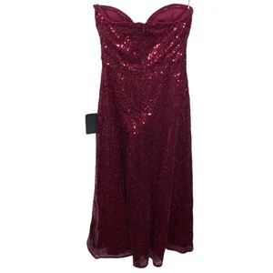 Lulus Boost Your Beauty Wine Red Sequin Strapless Bustier Midi Dress size XS thumbnail 4