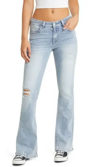 PTCL Flared Blue Jeans Distressed Size 29‎ Stretch Nordstrom NWT thumbnail 1