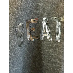 Seattle Kraken hockey grey silver sequins sweatshirt Medium thumbnail 9