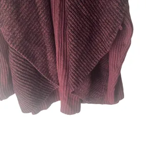 Lisa Rinna Collection Women Large Red‎ Maroon Wrap Cardigan Chunky Sweater thumbnail 4